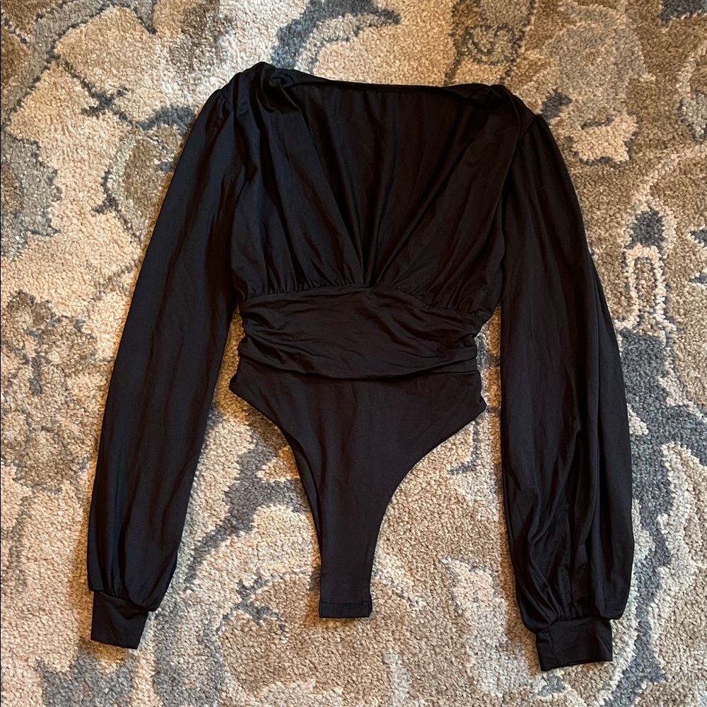 Elegant Black Long Sleeve Bodysuit